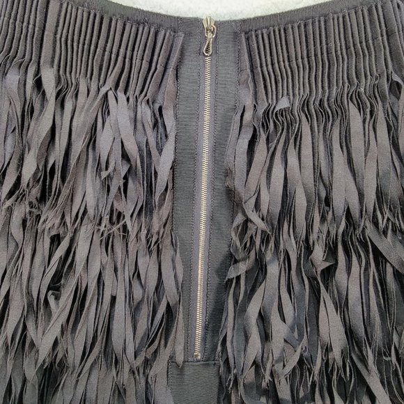 Harvey Nichols Black Willow Laser Cut Fringe Pleated Designer A Line Mini - Picture 9 of 16